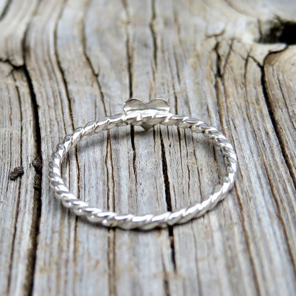 Sterling Silver Heart Stacking Ring Band Handmade - Picture 4 of 5